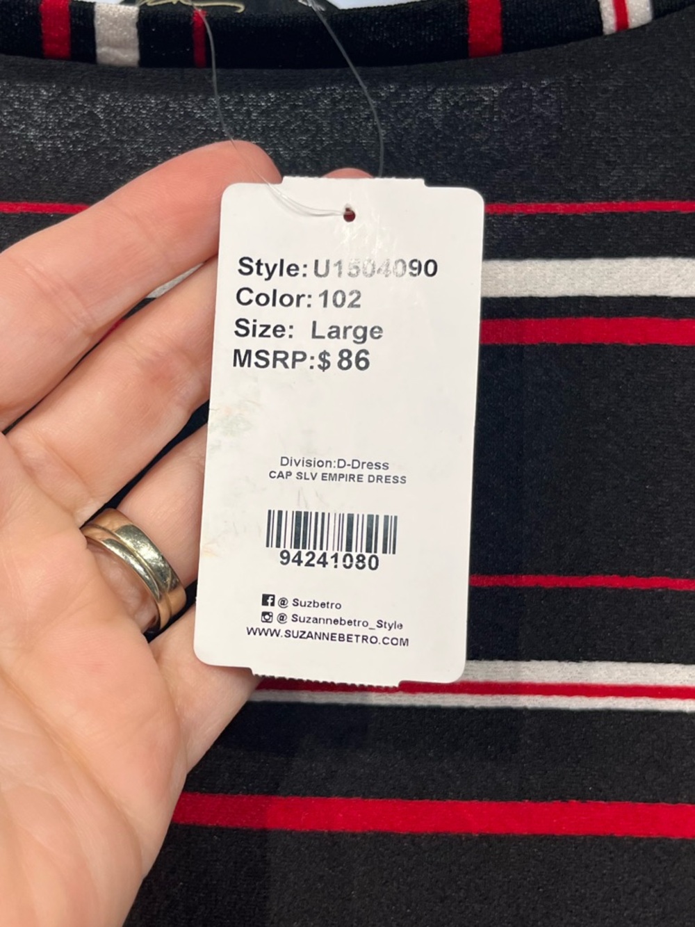 Suzanne Betro striped midi dress size large - Picture 6 of 10